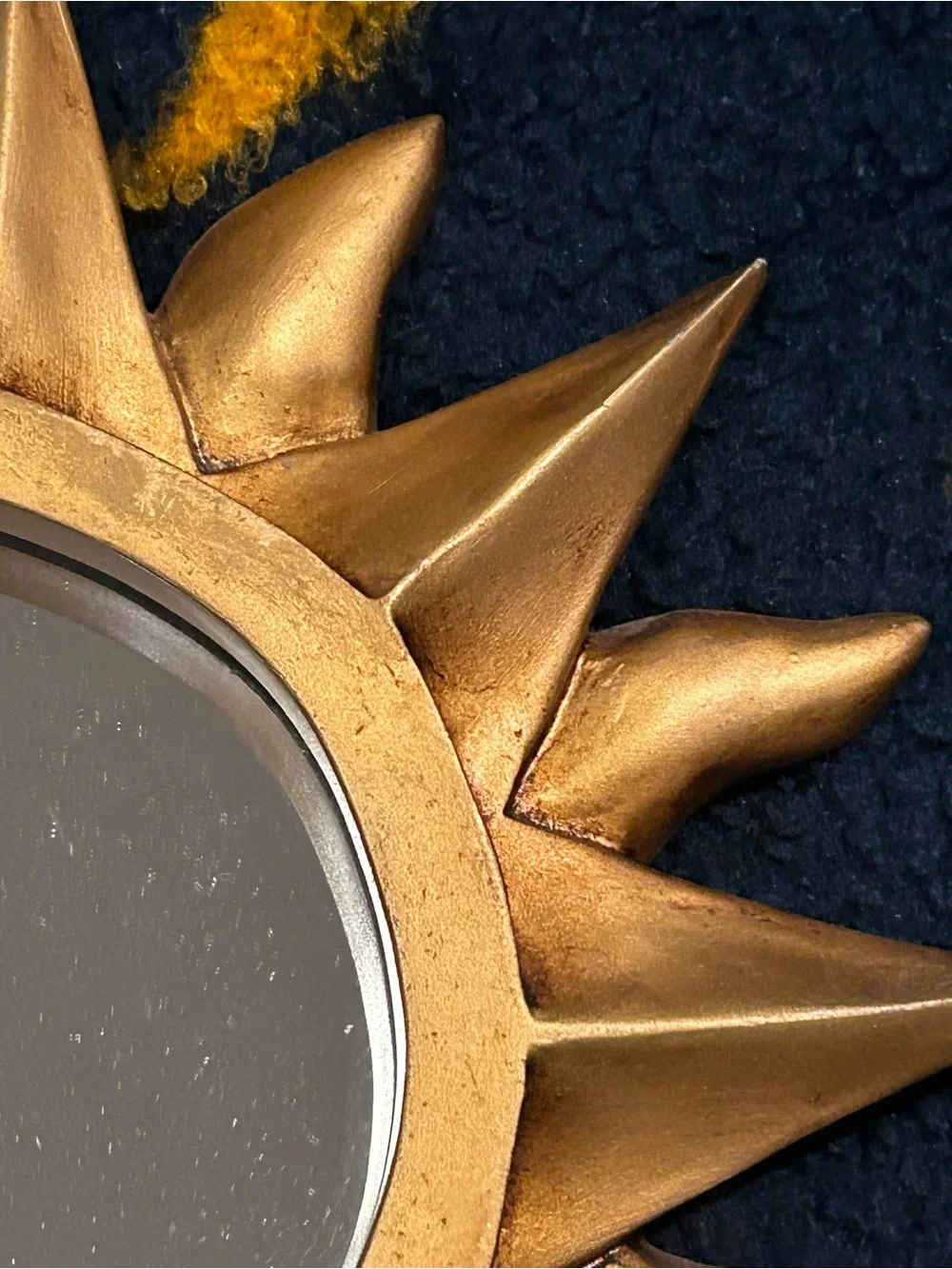 VTG 90s Celestial Gold Sun Accent Mirror Whimsigoth Boho MCM Sunburst Wall Decor